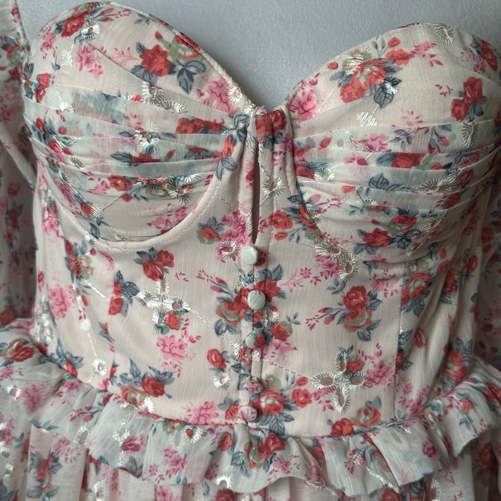 ALAMOUR The Label Evalyn Floral Maxi Dress Pink Fairycore Formal XL - Picture 4 of 12